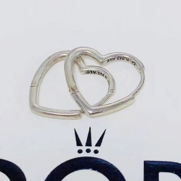 Pandora Asymmetrical Heart Hoop Earrings - Picture 3 of 3